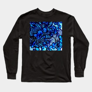 Blue Spirals And Swirls Long Sleeve T-Shirt